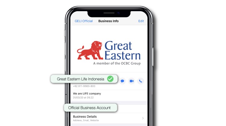 Akun WhatsApp  Bisnis Resmi Great Eastern Life Indonesia