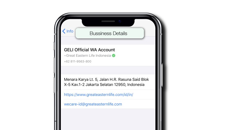 Akun WhatsApp  Bisnis Resmi Great Eastern Life Indonesia